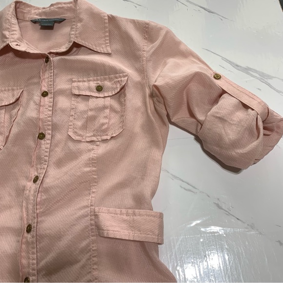 Armani Exchange Baby Pink Semi Sheer Button Down Shirt Blouse Size XS - Picture 11 of 14